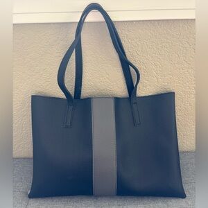 Vince Camuto Vegan Leather Black and Gray Slim Tote